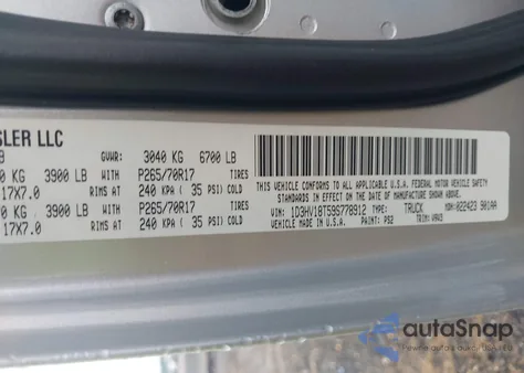 2009 Dodge Ram 1500 Slt/Sport/Trx из США, поврежденный, VIN 1D3HV18T59S778912